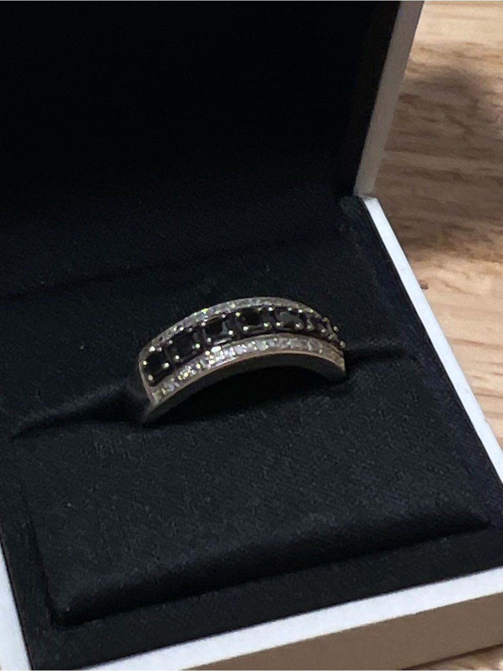 Sterling Silver Black & White Diamon Ring